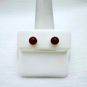 S925 Baltic Amber Cabachon Stud Earrings